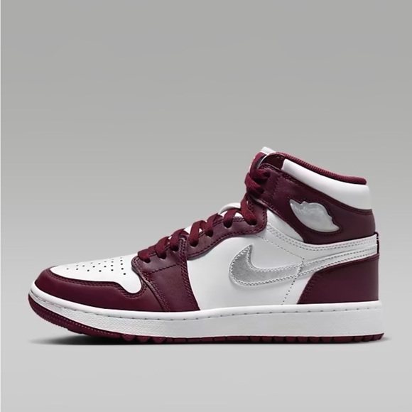 Air Jordan 1 High G Men’s size 14 Golf shoes. White/Bordeaux/Metallic Silver - Picture 1 of 8